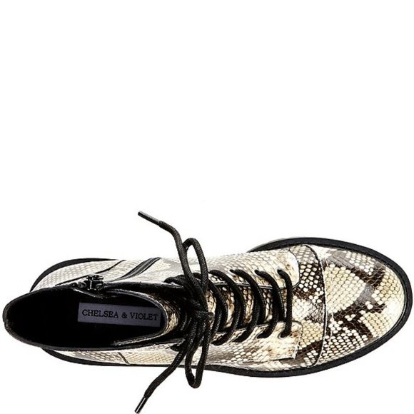 Chelsea & Violet War Snake Print Combat Block Heel - Picture 5 of 6